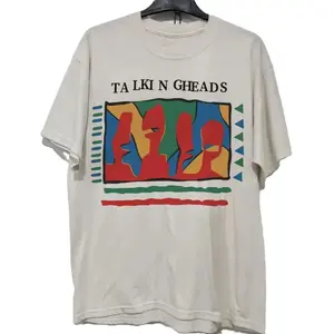 Talking Heads Band 90s White Short Sleeve Unisex T shirt One Side Unisex Cotton Menswear Sport Top Tee