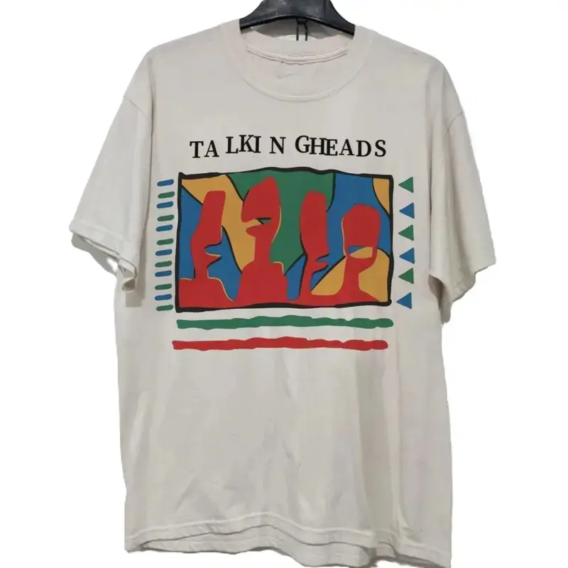 Talking Heads Band 90s White Short Sleeve Unisex T shirt One Side Unisex Cotton Menswear Sport Top Tee