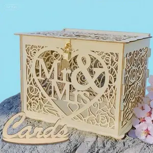 Elegant Keepsake Storage Box with Lock, Secure Money Holder for Wedding Anniversary Baby Shower Birthday Party Decor, Wooden Card and Envelope Organizer, Stylish Gift Box for Special Occasions, Durable and Decorative Solution