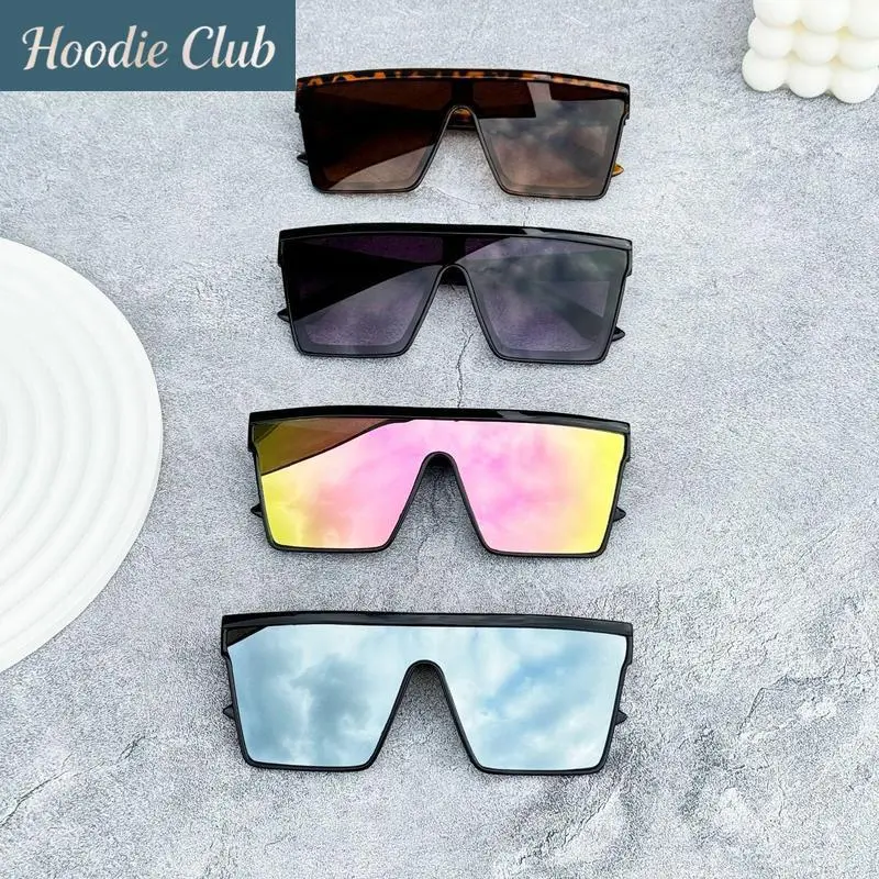 Unisex 4-Pack Cyberpunk Core Flat-Top Oversized Shield Sunglasses - Polarized UV400 Wraparound Edgy Modern Windproof Tactical Sports Eyewear for Driving, Unique Birthday Gift Set