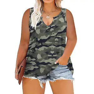 VOGARCE Women's-Plus-Size-Tank-Tops Sleeveless Summer leisure trends V Neck T Shirts fashion Casual Loose Tunics Tee XL-5XL VPS0107