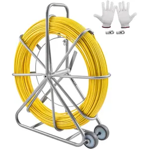 VEVOR Fish Tape Fiberglass 5/16 in, Electrical Fish Tape 492ft, Duct Rodder Fishtape Wire Puller, Cable Running Rod with Steel Reel Stand 8MMx 150MVEVOR Super Brand Day