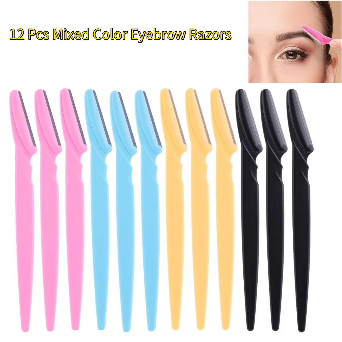 12-Piece Facial Exfoliating Razor Set, Unisex Brow Trimmer & Face Shaver, Safe Pain-Free Upper Lip Hair Remover, Beginner-Friendly Personal Care Beauty Tools, Painless Eyebrow Trimmer