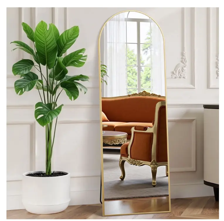 EDX 59"x16" Arched Full Length Mirror Floor Standing Leaning Wall Mounted Gold Frame