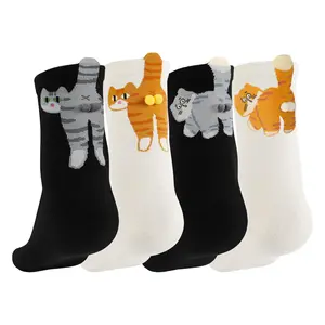 Cute cat balls socks, novelty fun animal socks cute fun white elephant gift for cat lovers