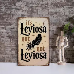 Harry Potter Leviosa Quote Feather Tin Sign， Vintage Harry Potter Magical Spell Metal Sign Print Aesthetic Room Decoration for Home Bedroom Kitchen Bar Dorm Bathroom Wall Decor 8 X 12 Inch