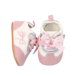 Baby Girls Shoes, Soft Sole Embroidery Bow Sneakers Non-slip Toddler Shoes for Casual Daily