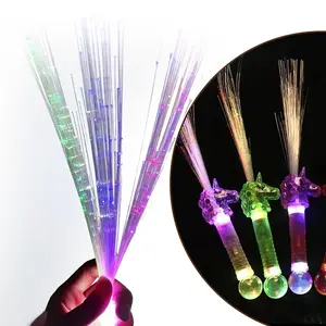 Unicorn Magic 5 PC LED Fiber Optic Wands 16”Glow Sticks Fun for Parties and Dress-Up with Whimsical Unicorn & Star Decorations