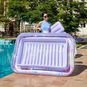 New Mother's Day Gift Inflatable Pool Lounge Float, 70” X 46” Adult Sunbathing Float with Pillow, 4-In-1 Pool Party Gift, Father's Day Present, Tanning Pool Float