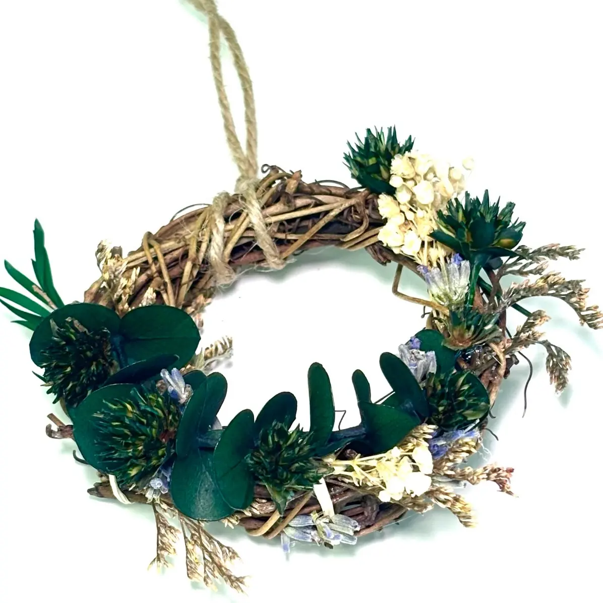 Evergreen Wildflower Wreath Ornament - Holiday Decor, Festive Decoration, Handmade, Dried Flowers, Earthy, Witchy, Gift for Her Decorative Fruit