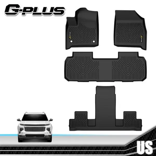 MOTOR GPLUS Car Floor Mats for 2018-2025 Chevy Traverse 7-Seat Vehicles, 3-Row TPE Rubber, All-Weather, Flush-Fit, Stainproof, Waterproof fathersdaygift, Interior Car Accessories, Automotive Mats, Car Foot Mats