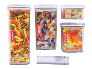 FONTAL Electric Vacuum Sealer Machine with 4 Airtight Food Storage Container (0.5Qt / 1.2Qt / 1.8Qt / 2.4Qt) Meal Prep, Leakproof + 12 Vacuum Food Bags Free Gift