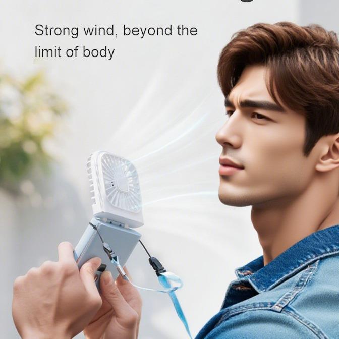 Mini Foldable Rechargeable Fan | 4 Speeds | 3000mAh Power Bank | Neck & Pocket Portable Use cool shop