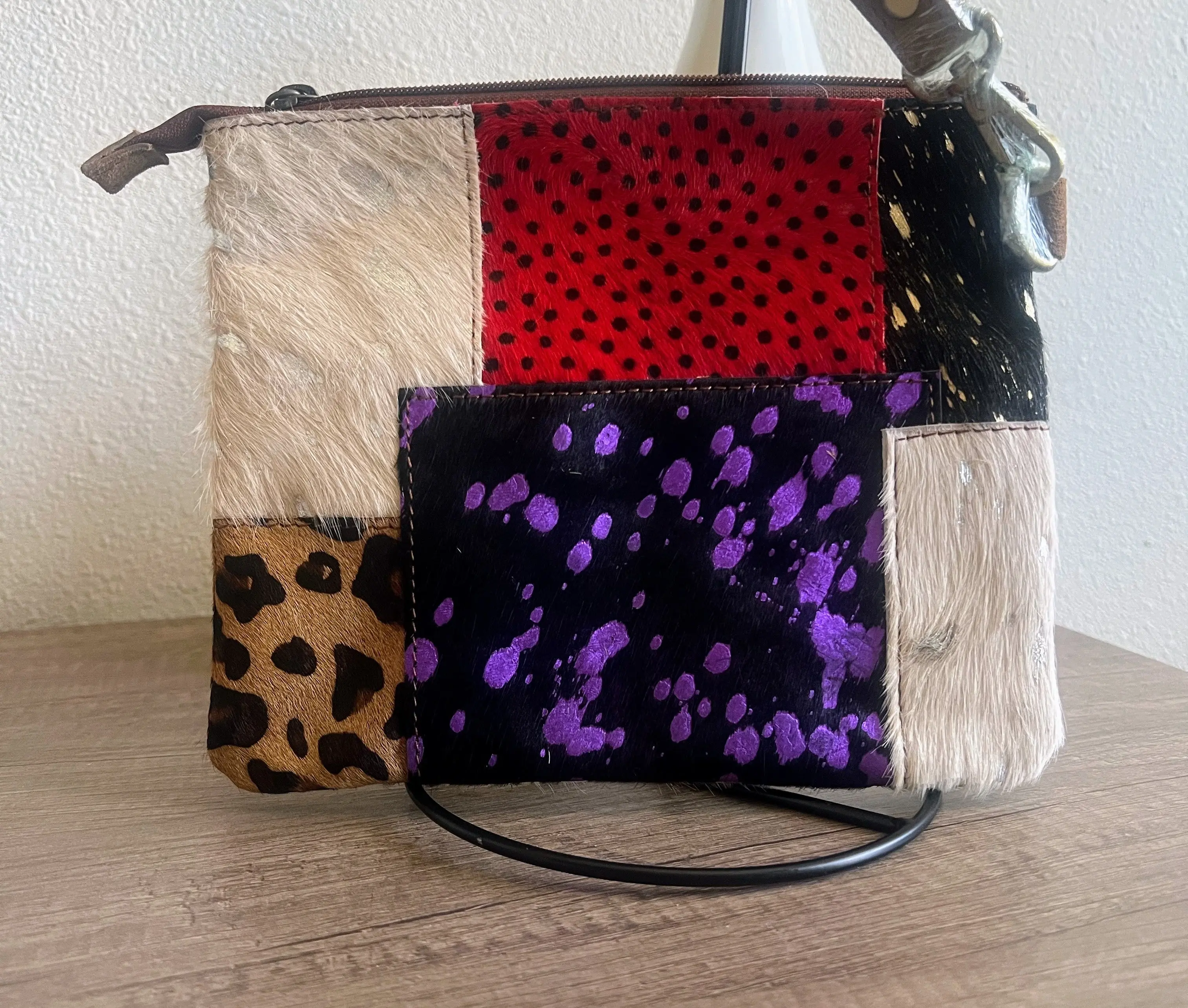 Genuine Cowhide Wristlet with Calf Hair Patch