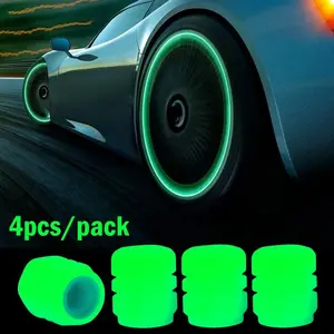 Car Truck Bike Auto Luminous Fluorescent Green Blue Yellow Orange Red Night Glow in the dark Tire Valve Caps for Exterior Auto Bike Car Truck Decor