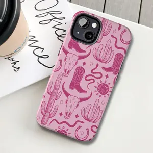 Pink Desert Vibes Western Phone Case, Cowgirl phone case, Cactus Phone cases, Pink Western themed cover, IP Phone 17 16 15 14 13 12 11 Pro Max  Plus X