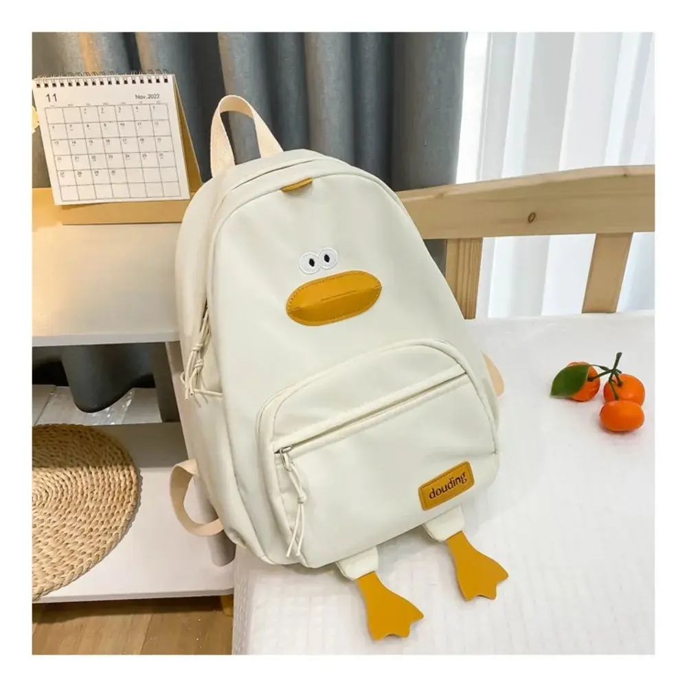Travel Bag Nylon Cartoon Duck Backpack 3-layer Pockets Zippered Toddler Backpack Large Capacity Student School Bag Girl
