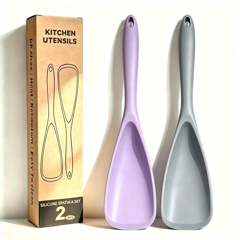 Pack of 2 Cooking Spoons for Non Stick Cookware, Multifunction Spatula Spoon BPA-Free, One-Piece Design, Suitable for Scooping, Scraping, Serving and Mixing
