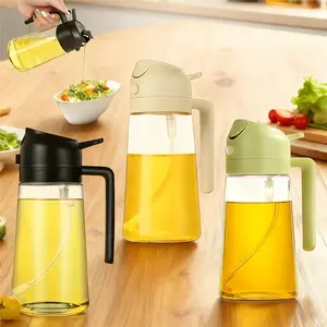 White Black Green Glass Oil Dispenser 3PCS Set Gravity Auto Open Close Spray Pour Dual Use Drip Proof Oil Resistant 3D Wide Angle Precise Oil Control