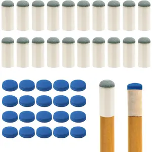 20pcs Slip On Pool Cue Tips and 20 Leather Pool Cue Tips, 0.47 Inch Pool Cue Stick Tips Billiard Cue Stick Replacement Tip for Pool Cues