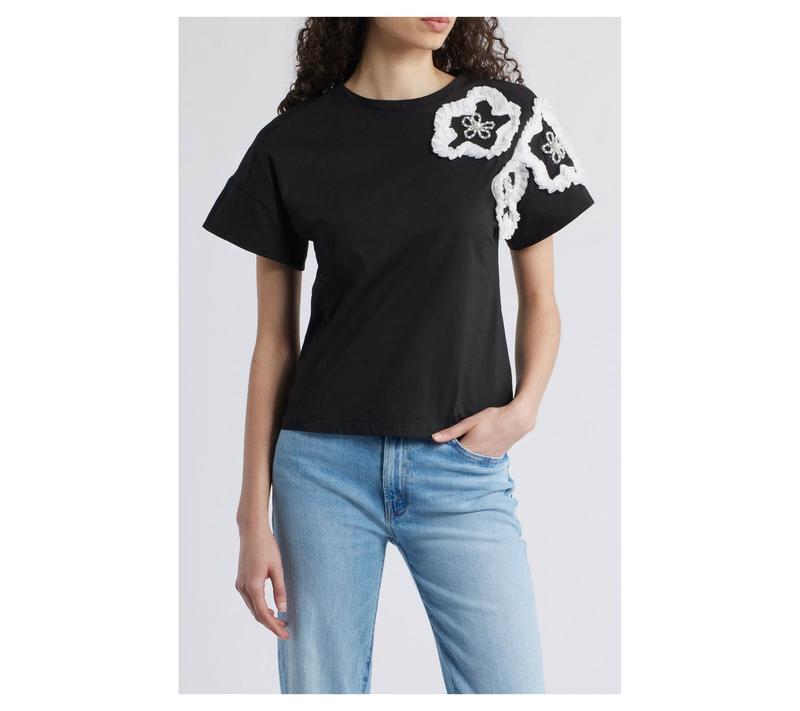 NIKKI LUND Celine 3D Floral Tee Shirt