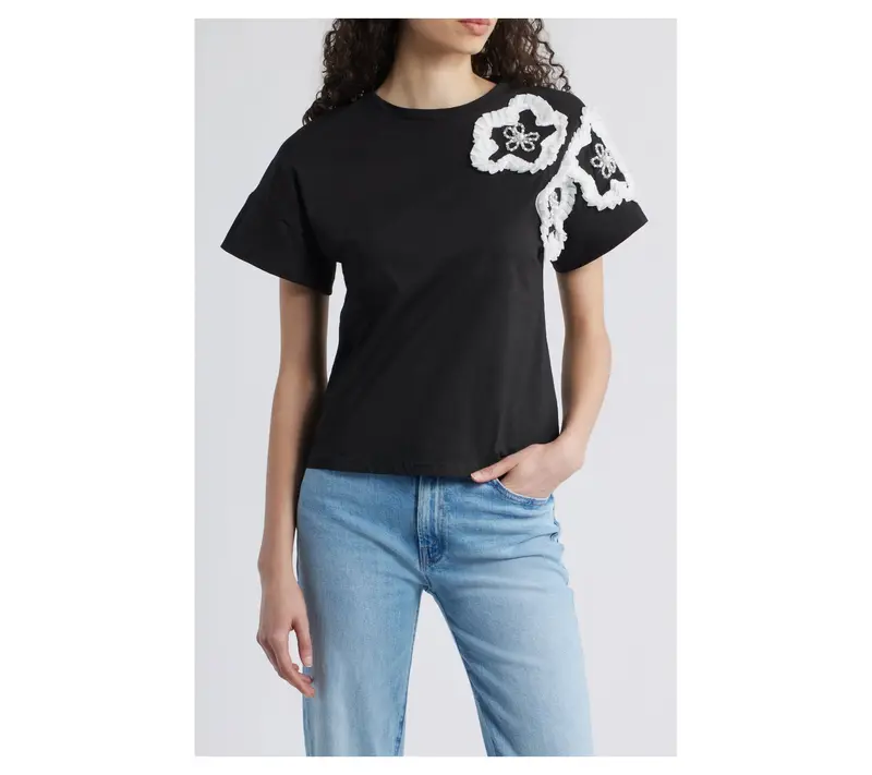NIKKI LUND Celine 3D Floral Tee Shirt