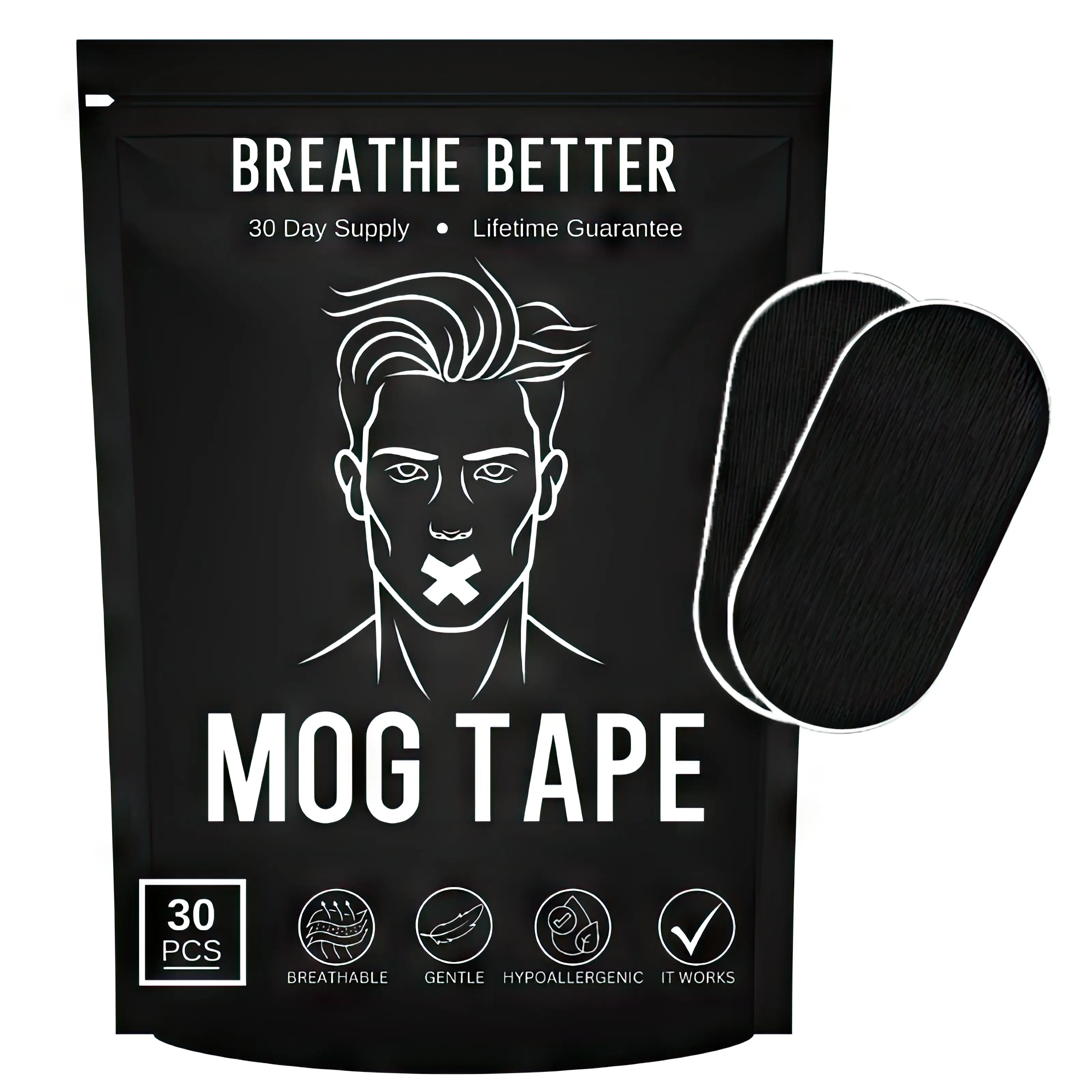 Mog Mouth Tape - one month supply mouth tape, sport accessories, 30 Strips, Mog Strips Mog Tape for sleep Mog Mouth Tape - one month supply mouth tape, sport accessories, 30 Strips, Mog Strips Mog Tape for sleep