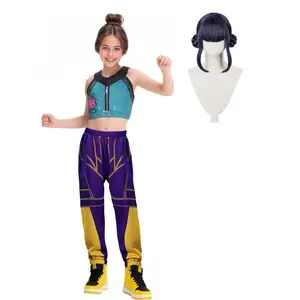 Zoey Cosplay Costume + Wig Set Halloween Cosplay Teen Girls Fashion Cosplay Fitted Top Suitable for All Seasons