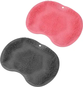 2PACK Shower Foot Scrubber Mat Back Washer Back Exfoliating Bath Wash Pad Wall Mounted Slip Suction Cups Foot Scrubber for Use in Shower Cups Foot Cleaner for Men and Women