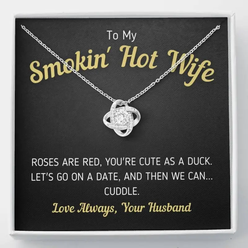 Wife Necklace, Funny “To My Smokin’ Hot Wife – You’re Cute As A Duck” Necklace