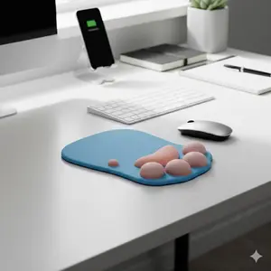 Ergonomic Cat Paw Mouse Pad with Silicone Wrist Rest, Cute and Soft Design for Wrist Pain Relief, Perfect for Laptop, Desktop, Office & Gaming Setup, Ideal Gift for Women, Comfortable Workspace Companion.