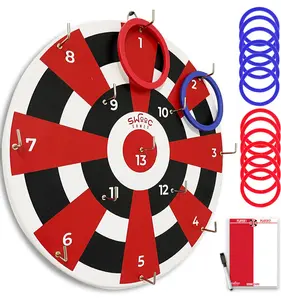 Hook Darts Ring Toss Game ‒ Wood Board and Soft Rings