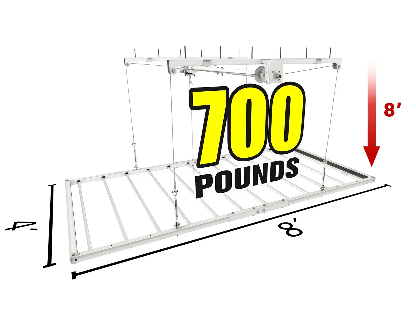 E-Z Lift Pro 700LB 8' foot drop 4' x 8' (for 8’-11’ ceilings)
