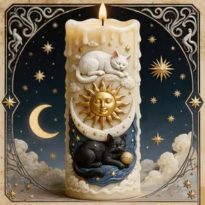 Cloud Play Dual Cat Shape Scented Candle Mold, Handmade Artistic Handicraft Wax Candle Making Silicone Mold, P454 Model, No Ca Prop 65