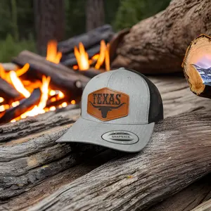Texas Longhorn Leather Patch Snapback Yupoong Hat