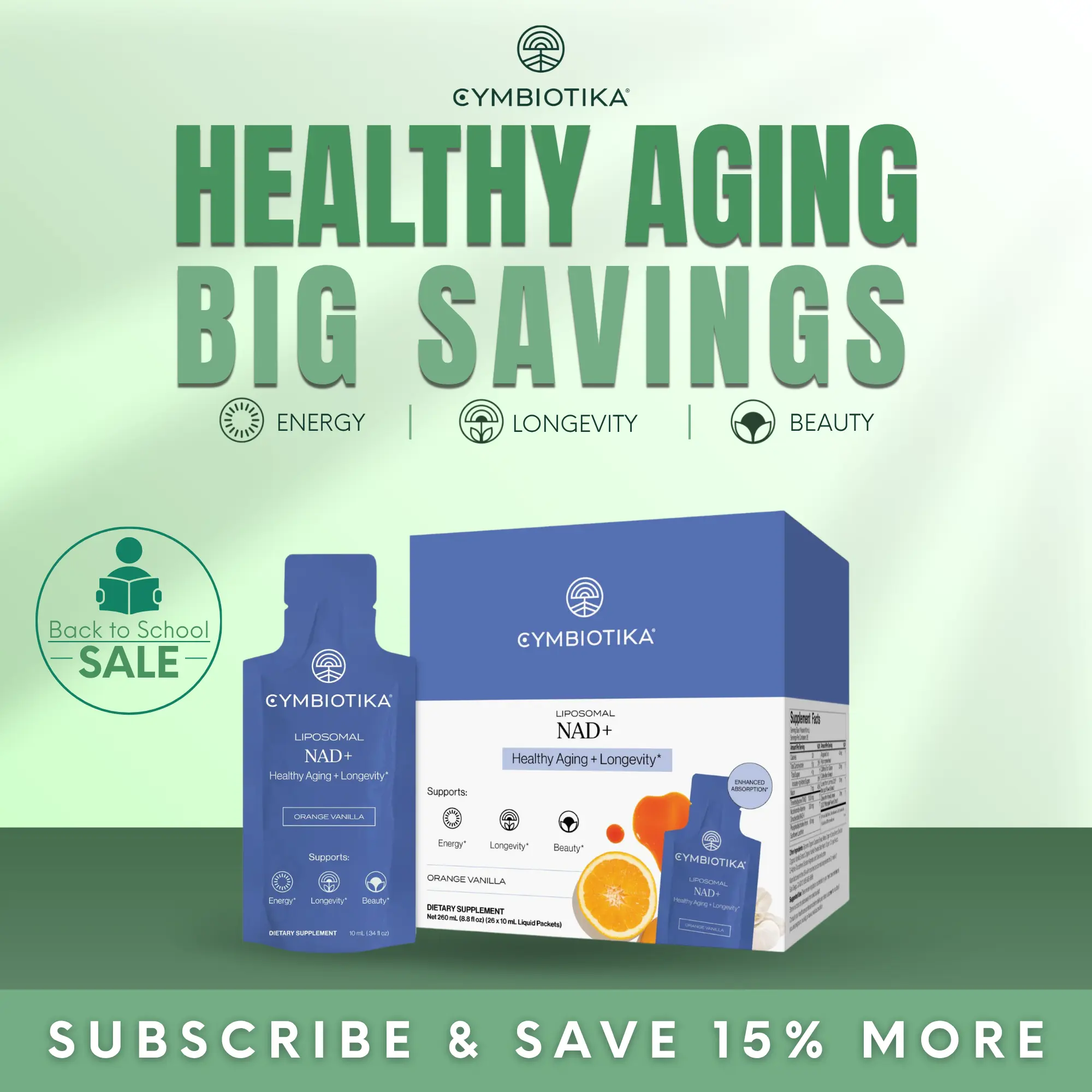 Liposomal NAD+ | 26 Packets | Cellular Energy, Healthy Aging & Radiant Skin | 10% Better Skin Tone & Elasticity in 12 Weeks | Clinically-Studied Lutemax | Apigenin, TMG & Niacin NAD+ Renewal | Heart & Brain Health | Plant-Based | Third-Party Tested