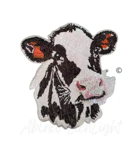 Cow Farm Animal Sequin Patch - Large
