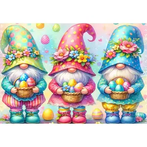 Diamond Painting - Easter Gnome Diamond Art Set for Adults | Gem Art and Crafts Home Wall Decor Gift, Canvas Material, Round Shape, Acrylic