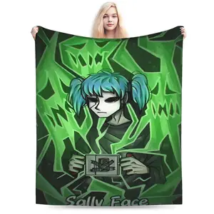 Sally Face Flannel Blanket - Soft, Warm, and Cozy with Vibrant Cartoon Design - Perfect for Sofa, Office, Bed, Camping perfect all-season gift
