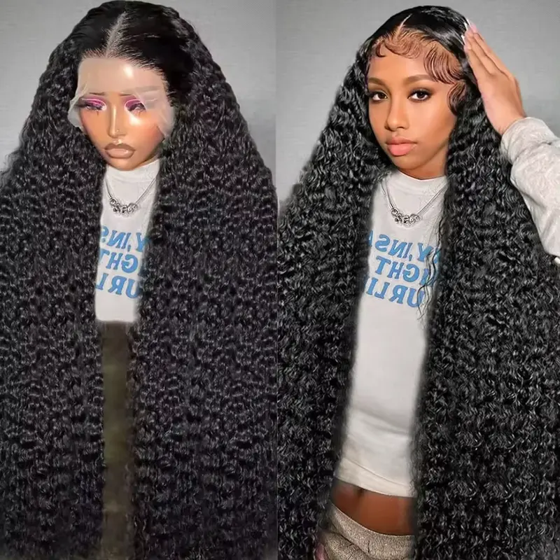MYLOCKME Hair 34 36 Inch 13x6 Hd Lace Frontal Wig Water Deep Wave Human Hair Wigs Brazilian 13x4 Lace Front Wig Curly Wigs 180 Density