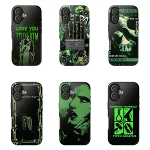 6 Designs Type 0 Negative Green Logo Phone Case, Metal Band Merch for iPhone 11 12 13 14 15 16 Pro Max Plus X SE, Samsung S21 S22 S23 S24 S25