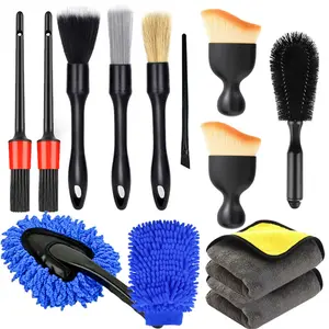 13PCS Ultimate Car Detailing Kit - Multifunctional Cleaning Set with Premium Soft-Bristle Brushes,Towel for Interior, Exterior, Wheels, and Dashboard Care
