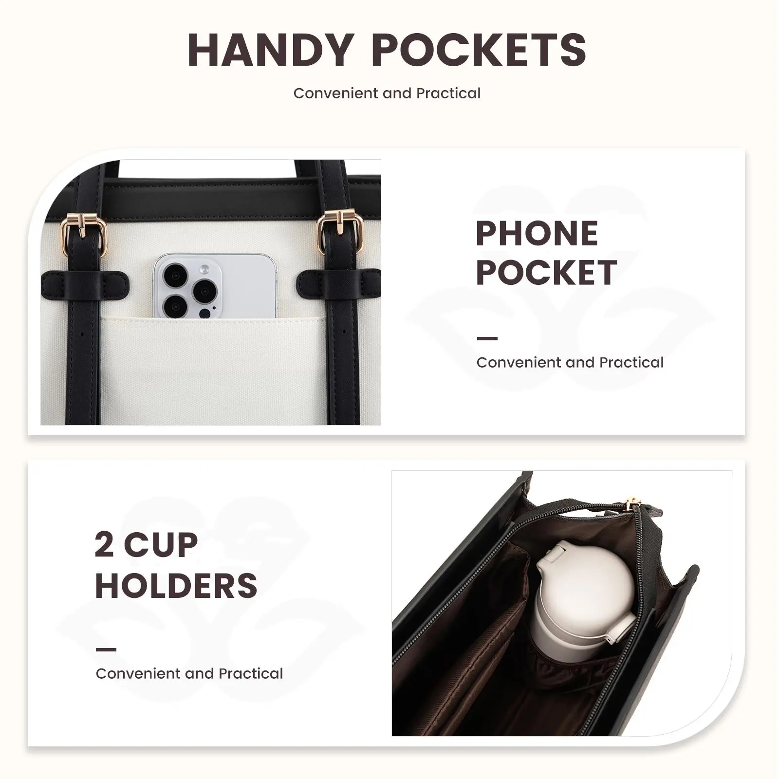 LOVEVOOK Laptop Tote Bag with Clutch Purse, Canvas Computer Bag Office Briefcase, Casual Handbag for Travel, Crossbody for College, Teacher, School SpringStatements LOVEVOOK Laptop Tote Bag with Clutch Purse, Canvas Computer Bag Office Briefcase, Casual Handbag for Travel, Crossbody for College, Teacher, School SpringStatements