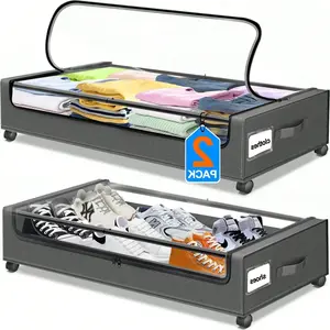 Under Bed Storage Rolling Metal Drawer Shoe Organizer