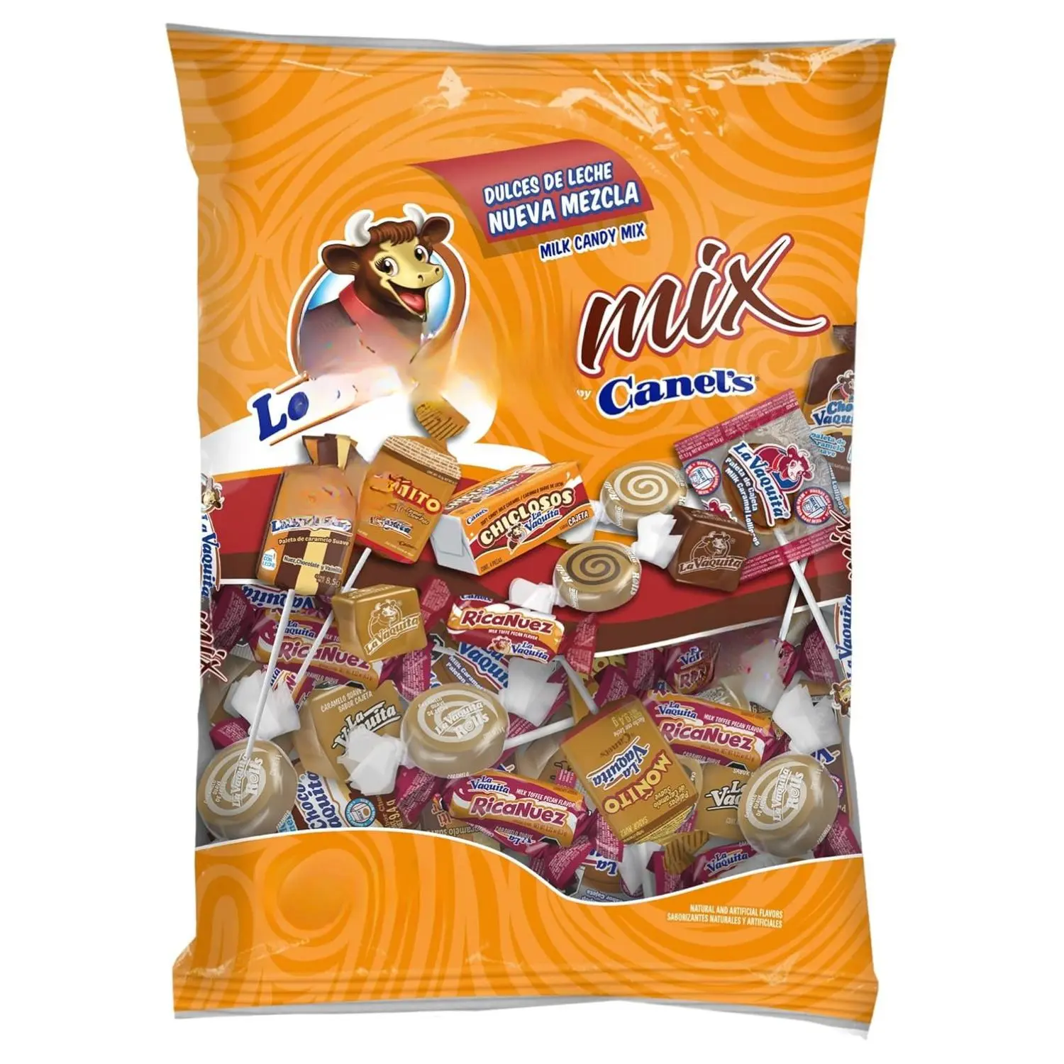 Canel's La Vaquita Mix Bag - 2.0 lb Assorted Candy Mix of Caramels Coconut Chocolate & Pecan Soft & Hard Milk Caramel Lollipops Snack Sweet Bonbon