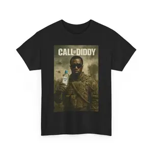 Call of Diddy Meme Graphic T-Shirt, Viral Funny Military Parody Print Meme Short Sleeve Tee, Unisex Casual Crew Neck Tops, Humorous Design for Daily Wear & Gifting Mother's Day and Father's Day Gifts