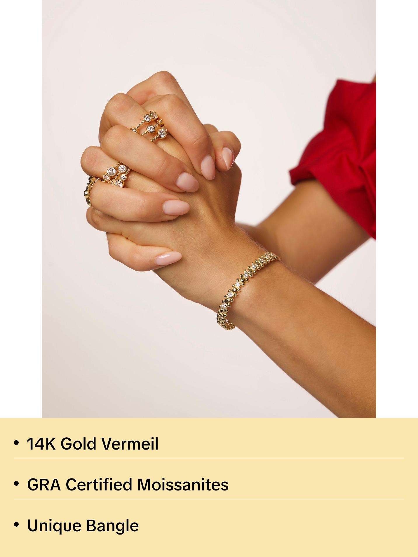 CERBERUS Bangle with Moissanites 14K Gold Vermeil