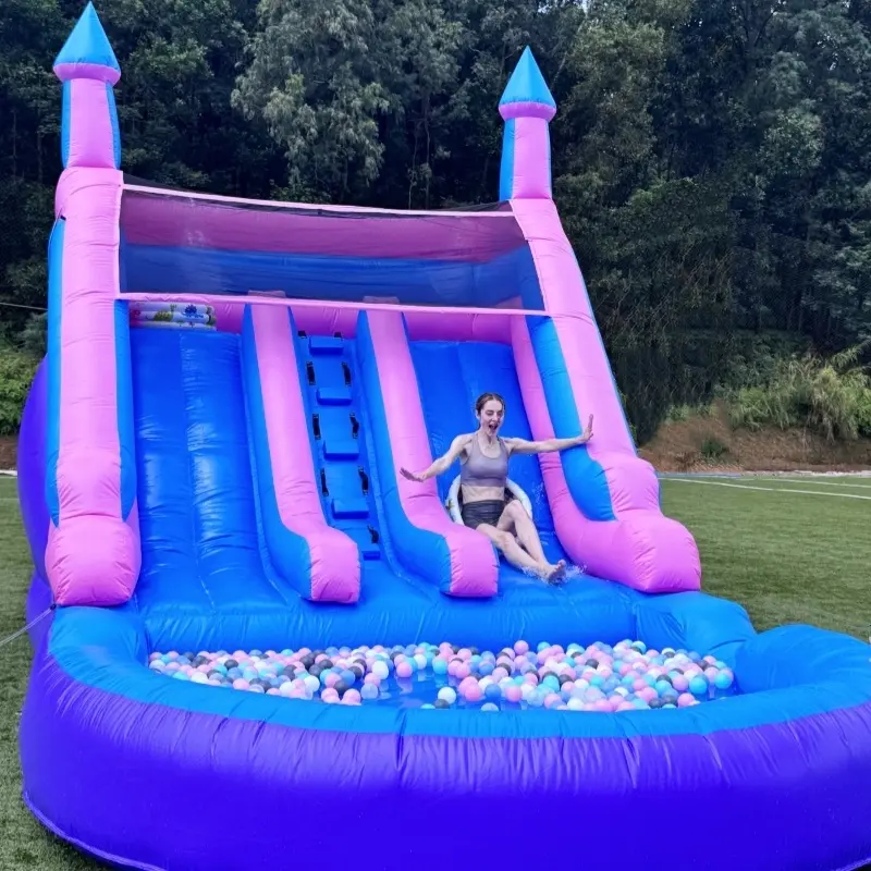 Big Inflatable Swimming Pool, 13.5Ft High Water Slide with Splash Area & Blower, 21Ft Long Heavy-Duty PVC, Suitable for Wet/Dry Use for Adults, Perfect for Indoor & Outdoor Backyards