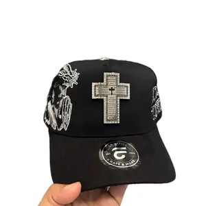 Hat Silver Cross Padre Nuestro Black
