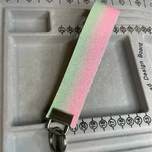 Rainbow Sherbet Glitter fabric keychain key wristlet keychains